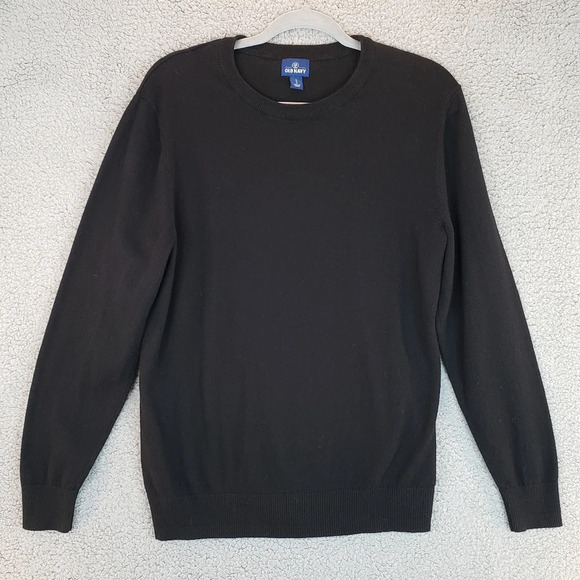 Old Navy Mens Black All Cotton Knit Closet Staple Sweater. Sz M - Picture 1 of 11